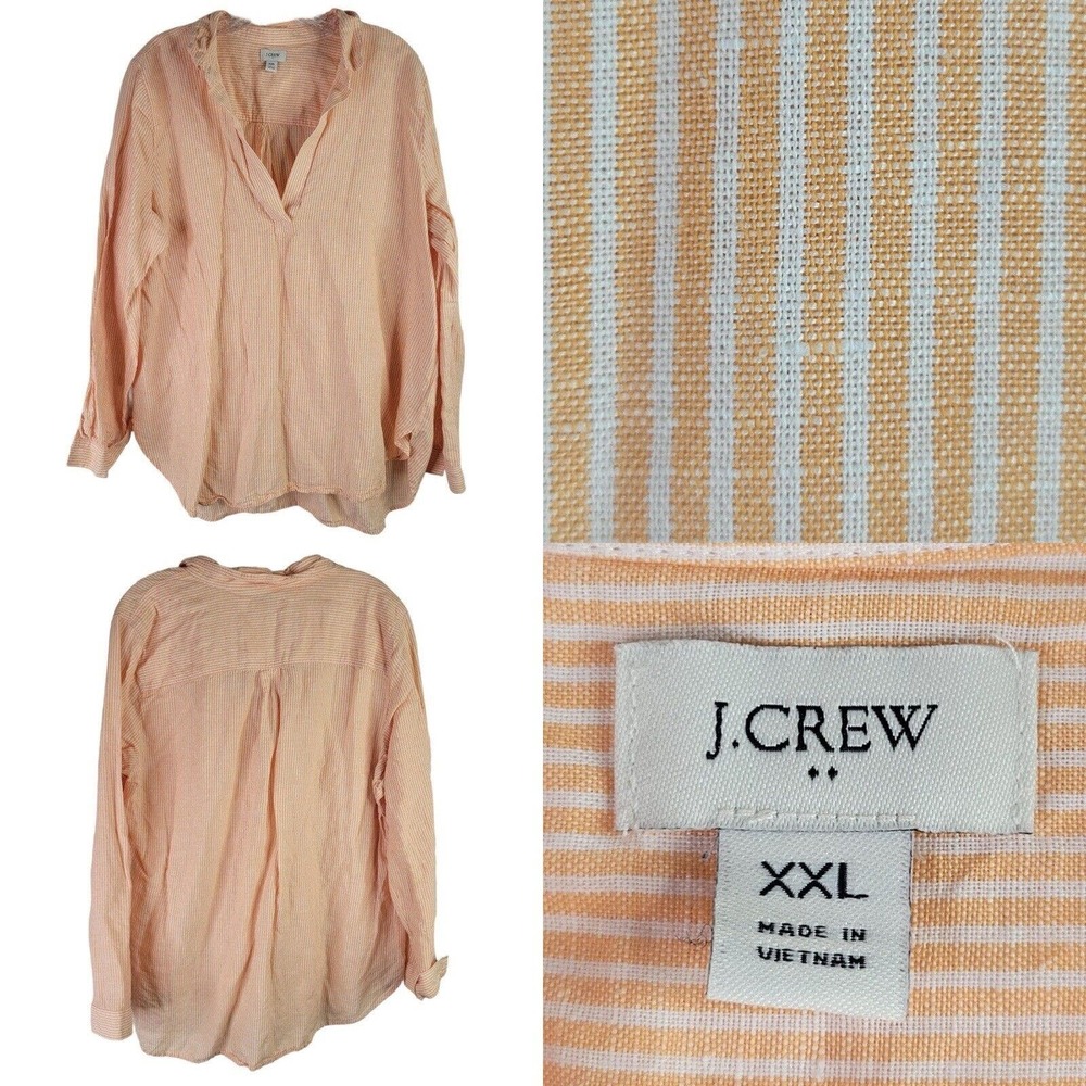 EUC J. Crew Peach Striped Tunic Top size XXL
